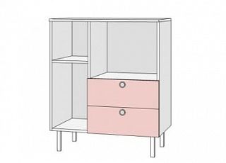 Детская мебель комод с 2-мя ящиками woody pink 