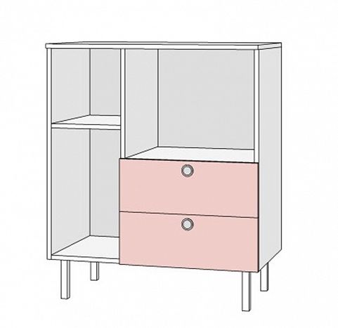 Детская мебель комод с 2-мя ящиками woody pink 